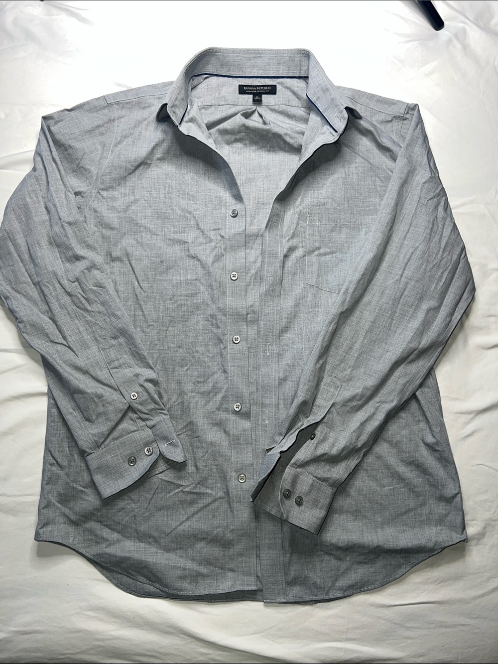 BANNA REPUBLIC Men’s Light Gray Button-Down Dress Shirt